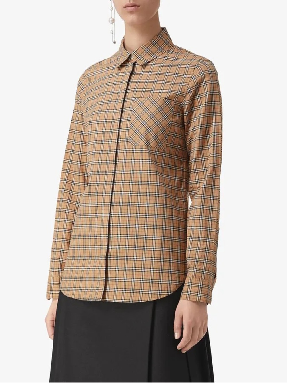 Burberry Women’s Classic Retro Small Check Cotton Button-Down Shirt